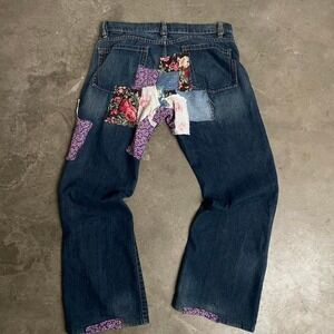 Patch worked straight leg BCBG denim